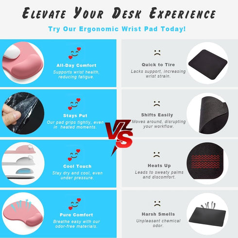 Office Mousepad with Gel Wrist Support, Ergonomic Gaming Desktop Pad, Gamepad Design, Non-Slip Rubber Base