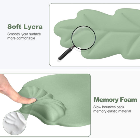 Set, Keyboard Wrist Rest and Mouse Pad with Wrist Support Ergonomic Leaf Shape Mouse Pad with Non-Slip Base, Pain