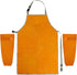 Set, QWORK Welding Apron& Sleeves, Welding Work Protectors Heat and Flame Resistant Leather Work Shop, Blacksmith
