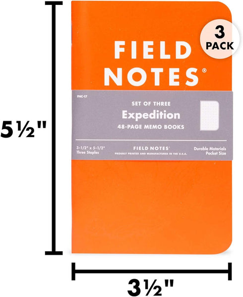 Field Notes Expedition Edition, 3-Pack, Waterproof Notebook