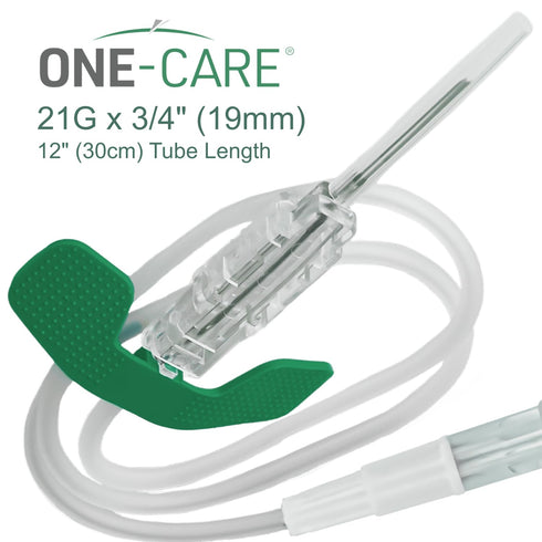21Ga 3/4", 12'' 100 Sets, 5052 ONE-CARE x Lab Dispensing Accessories for Measuring, Butterfly, Tube. Hldr, Ergo-Shield