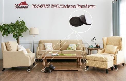 Yelanon Felt Furniture Pads, 182 Pcs Premium Felt Pads for Chair Legs, Floor Protectors for Hardwood Floors, Brown