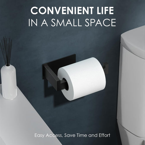 SUS304 Black(2 Pack) Auxmir Adhesive Toilet Paper Holder, No Drilling Toilet Roll Holder Wall Mount, Premium Thicken