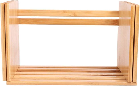 NUOBESTY Bamboo Extension Book Rack - Bamboo Desktop Organizer, Expandable Book Shelves Storage Rack (Wood Color)