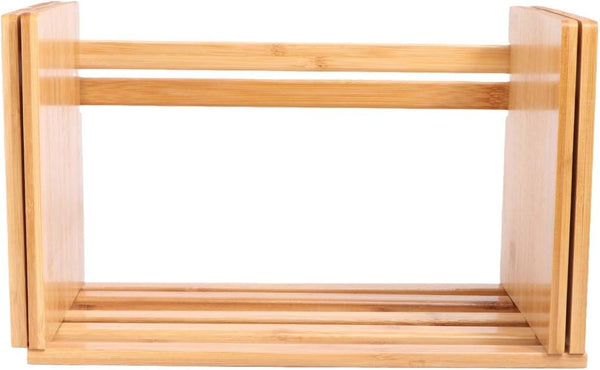 NUOBESTY Bamboo Extension Book Rack - Bamboo Desktop Organizer, Expandable Book Shelves Storage Rack (Wood Color)