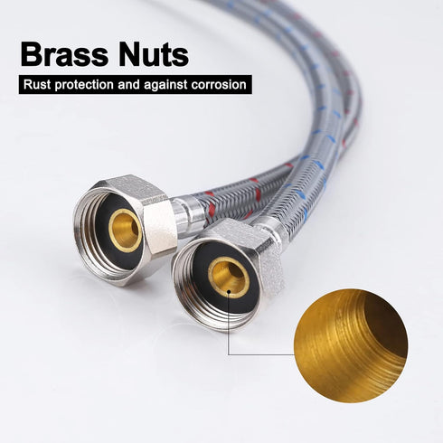 ARCORA 30 Length Faucet Hose Connects Bathroom Kitchen Sink to Water Supply Braided Nylon Supply Line (2Pcs)