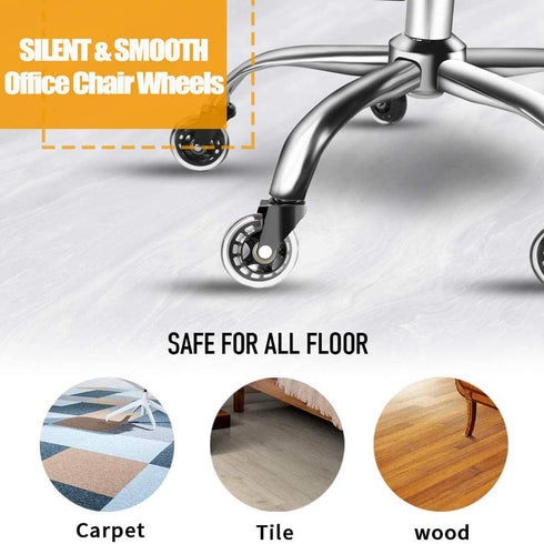 Office Rubber Chair Casters Replacement, 3 Inch Heavy-Duty Computer Gaming Desk Caster Wheels Smooth & Safe Rolling for All Floors Including Hardwood and Carpet, Set of 5