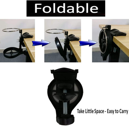 Pmsanzay 1.5" (38MM) Desk Side Drink Holder Home Office Table Water Bottles Holder Cup Holder for Bedroom Desktop