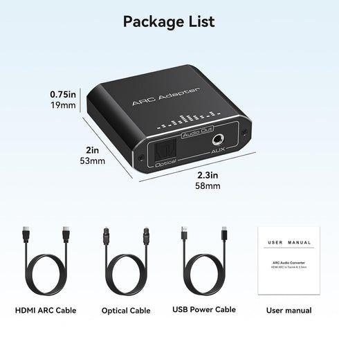 3.5MM 192KHZ VPFET HDMI ARC Audio Extractor Only Work for HDTV ARC to Optical HDMI ARC to RCA Audio Converter Adapter
