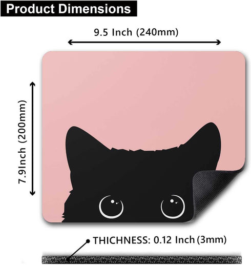 Cute Kitten Mouse Pad - Pink Kawaii Anti-Slip Rubber Mousepad for Kids & Laptops, Size 9.5x7.9 inch