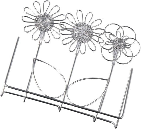 dohobby Metal Hollow Flower Business Card Holder, Open Card Stand Organizer for Home Office Desk