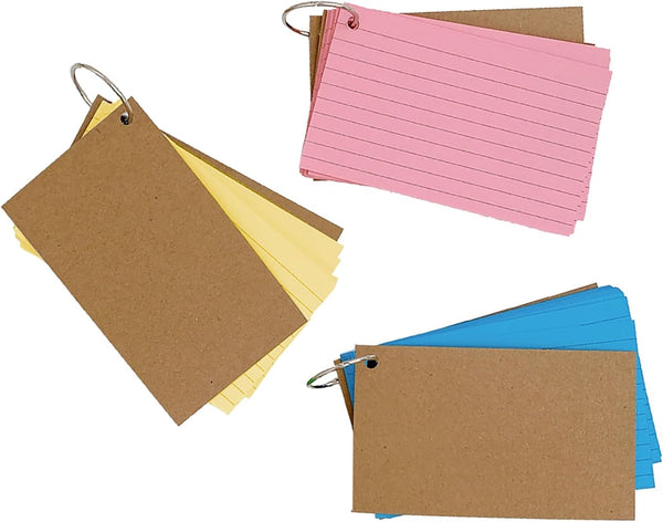 YIHUANYIFA 150pcs Colored Index Cards 3x5 Inches Flash Cards with Ring Lined Ruled