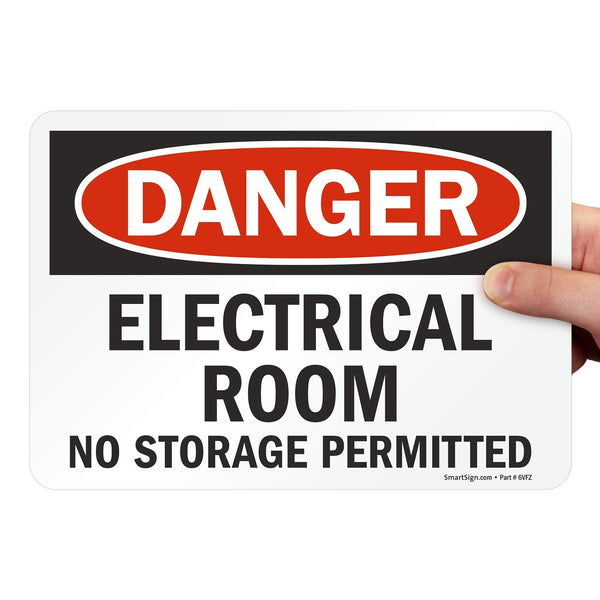 SmartSign "Danger - Electrical Room, No Storage Permitted" Label - 7" x 10" Laminated Vinyl
