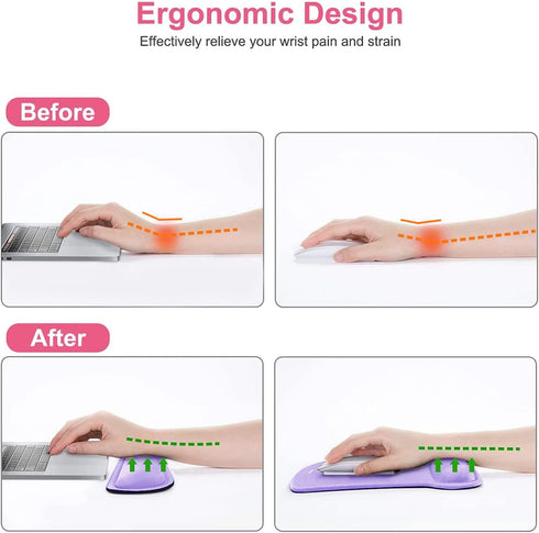 MOSISO Wrist Rest Support for Mouse Pad & Keyboard Set, Ergonomic Non-Slip Base Cushion with Neoprene Cloth & Raised