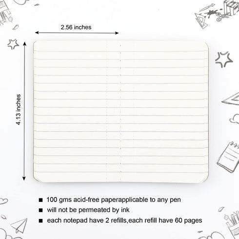 Vintage Leather Small Travel Journal Notebook, Lined Paper, Handmade Mini Notepad for Women & Men (2 Pack/Brown)