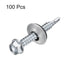 uxcell #12 x 1-1/2" Self Drilling Screws with Rubber Washer - 100pcs Zinc Plated Steel Roofing Screws
