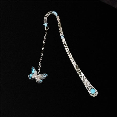 Luminous Bookmark, Retro Glow in The Dark Book Markers with Pendant, Holiday Gifts for Women Men Lovers