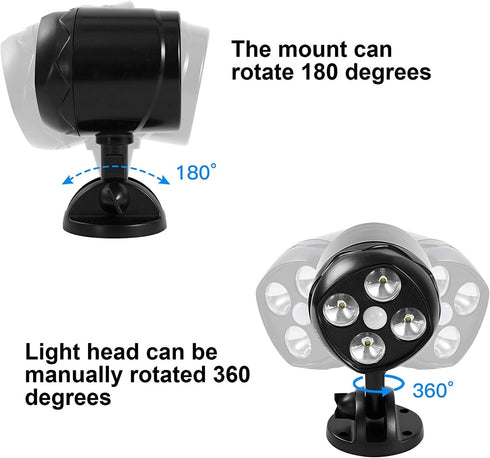 1000LM 6000K Black(2 Pack) Motion Sensor Outdoor Lights, Battery Operated Outdoor Light, Motion Detector Lights