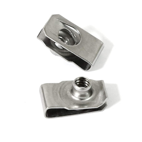 Evecad 40 Packs 1/4" 20 - Stainless Steel Regular Extruded U Nuts, U Style Clip-on Nut, U Type Nut, U-nut, U-Type