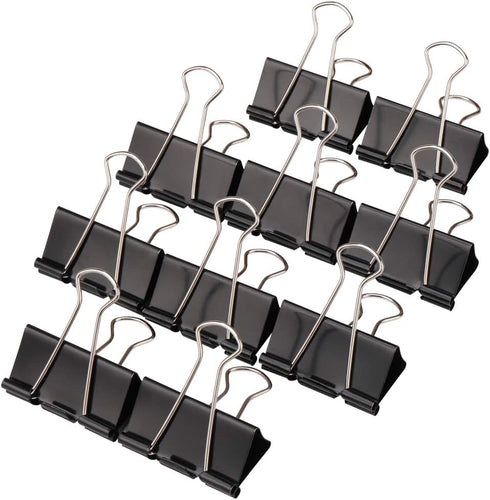 H&S Multi-purpose Jumbo Foldback Clips for Paperwork, Pack of 10 Black Binder Office Clips