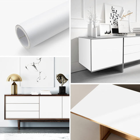 Thick White Contact Paper, 16"x198" Waterproof Peel and Stick Wallpaper for Decorative Self Adhesive Vinyl Film Wrap