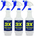 3X High Output Heavy Duty Spray Bottles, 3 Pack, 32 oz Professional Industrial Spray Bottles for Commercial, Household