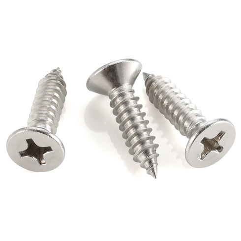#8 x 1 Flat Head Sheet Metal Screws - 100 PCS, 304 Stainless Steel 18-8, Self Tapping Wood Screws