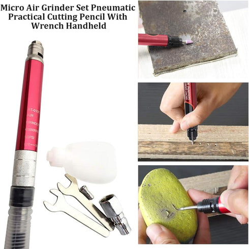 Micro Air Grinder Set, Handheld Pneumatic Cutting Pencil with Wrench, 65000 RPM