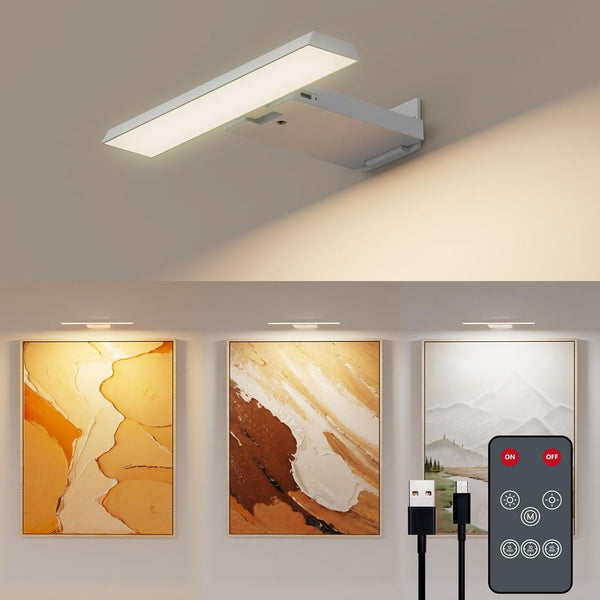 Picture Lights for Wall, 6000mAh Rechargeable Battery Wall Sconce with Remote &