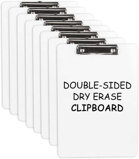 Dry Erase Clipboard 8 Pack - Hardboard Clip Board 8.5x11 for Classroom, Double-Sided White Board, Office & School Supply