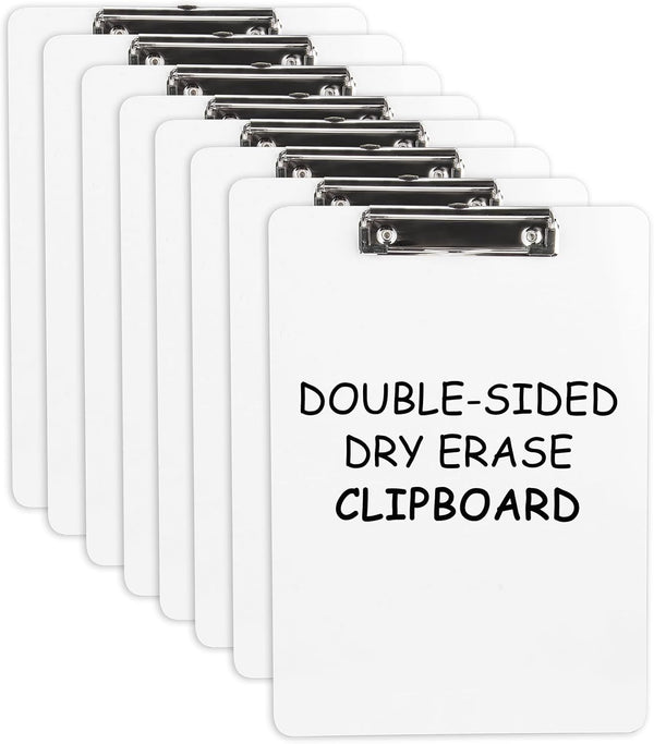 Dry Erase Clipboard 8 Pack - Hardboard Clip Board 8.5x11 for Classroom, Double-Sided White Board, Office & School Supply