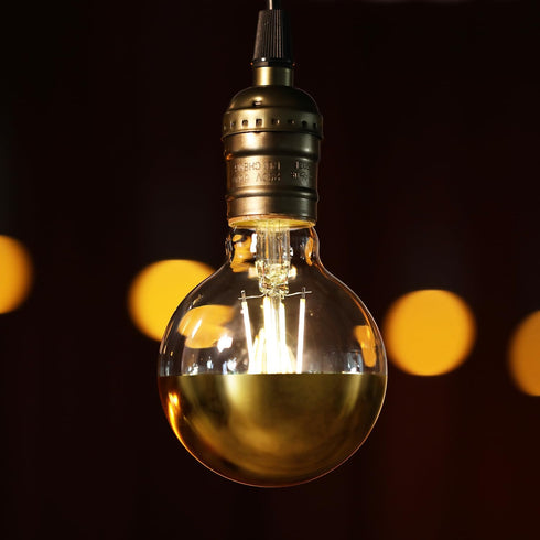TORCHSTAR Dimmable Half Chrome Light Bulb, 7W (75W Eqv.), E26 Gold Dipped Bulb, Anti Glare LED for Bathroom, 3000K,