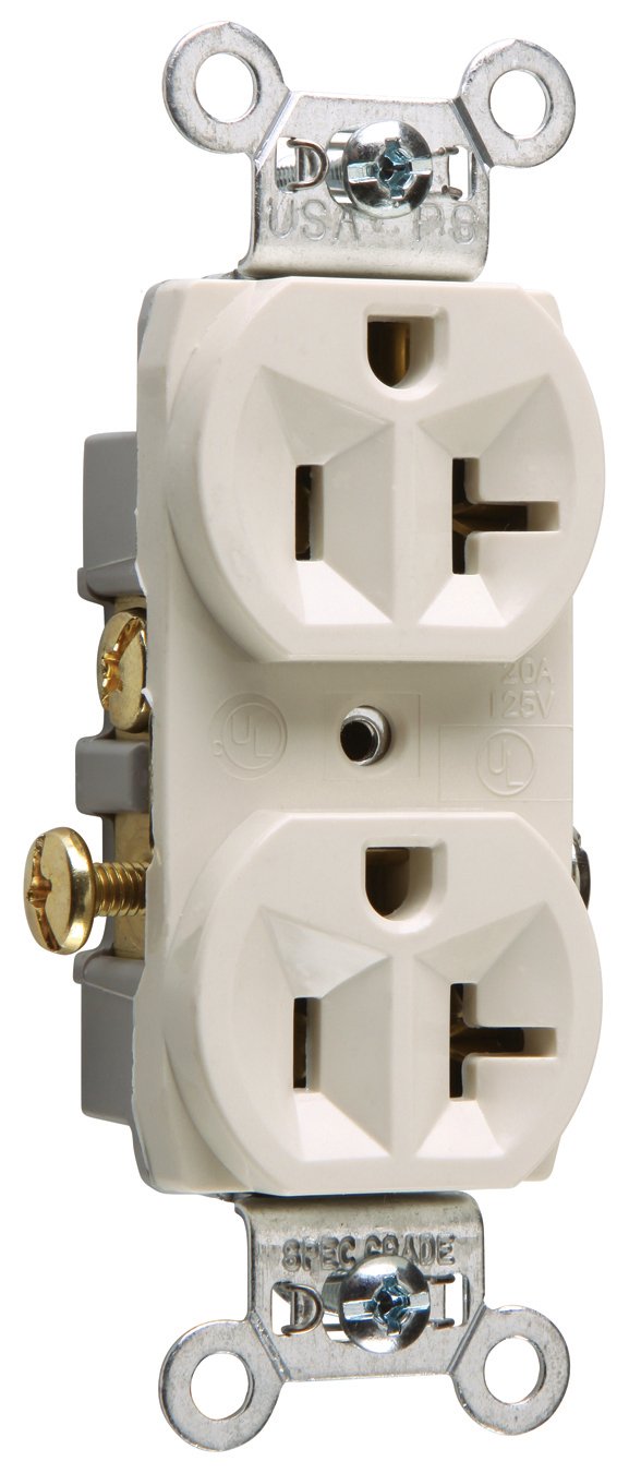 Pass & Seymour Legrand CR20LACC12 20 Amp Commercial Specification Grade Duplex Receptacle Outlet, Side Wire,