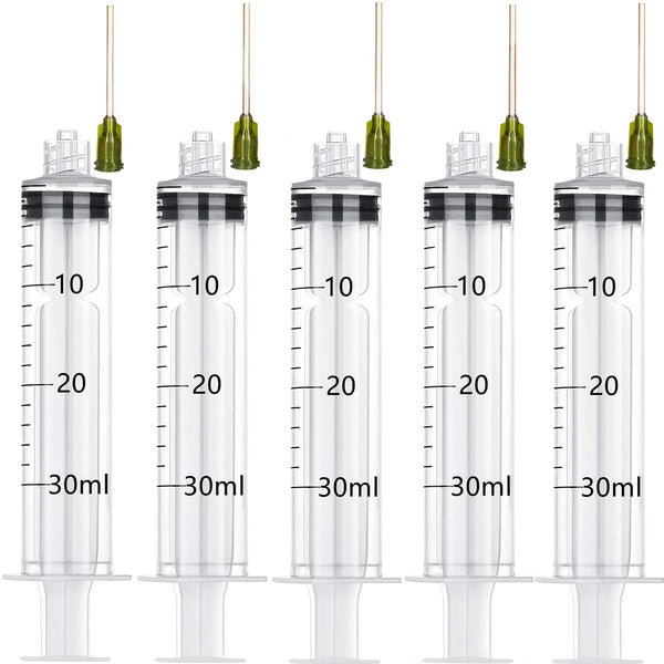30ml Syringe with Blunt Needle Tip 1.5 Inches, Set of 5 for Essential Oil Filling, Measuring and Dispensing