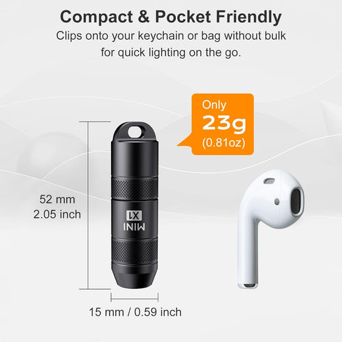BBSDA 100 IPX6, Mini Keychain Flashlight Instant On Pull to Light, Lumens Tiny EDC Flash Light, USB-C Rechargeable