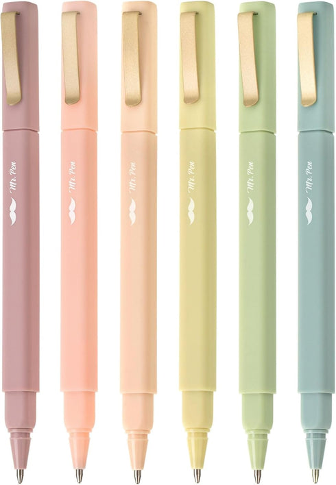 Mr. Pen Aesthetic Pens 6 Pack Black Ink Fast Dry No Smear Bible Pens No Bleed Through Fine Point for Note Taking