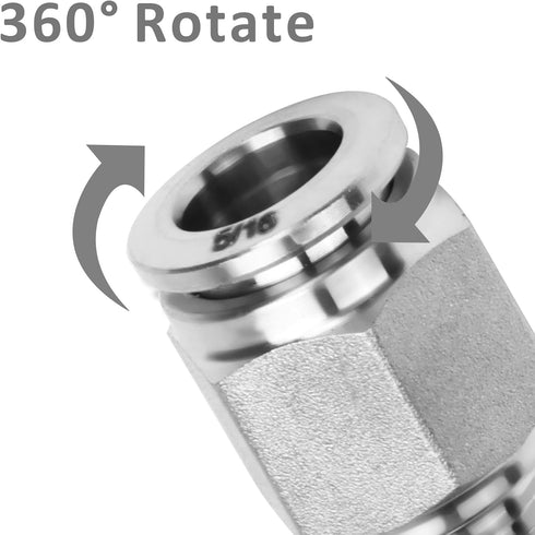 Push to Connect Fitting - 304 Stainless Steel Male Straight 5/16" Tube OD x 1/8" NPT Thread Pneumatic Fitting (Pack of