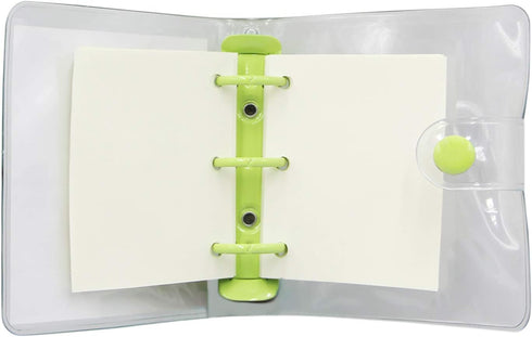Mini Transparent 3-Ring Binder Covers - Clear Soft PVC Notebook Round Ring Binder Cover with Snap Button