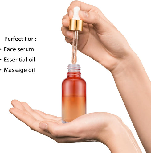 2 oz Glass Dropper Bottles with Golden Top Cap, 24 Pack Tincture Bottle with Labels and Funnel for Essential Oils