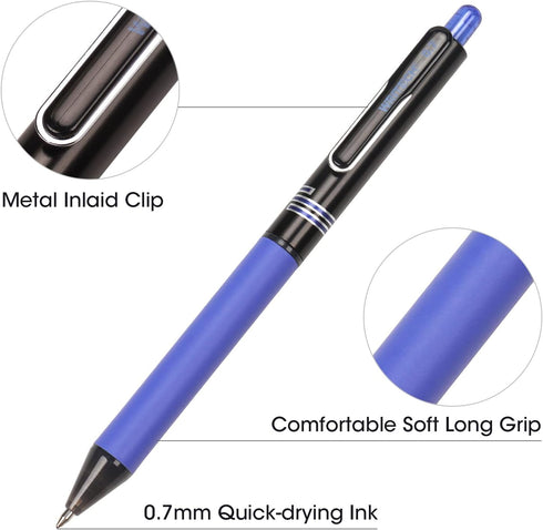WRITECH Retractable Gel Ink Pens: Blue-Ink 0.7mm Medium Point Color Pen for Journaling Smooth Writing Quick-dry Fine Tip No Bleed & Smear & Smudge Set 8ct