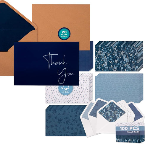 VNS Creations Bundle - Thank You Cards With Envelopes Bulk Set &