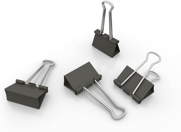 Micro Black Binder Clips, 1/2 Inch Width, 40 PCS, Micro Size Metal Clamp for Office Use