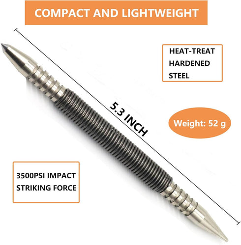 1/16 Dual Head Nail Setter and 3/16 Center Punch, 3500 PSI Striking Force Counter Punch Spring Nail Set