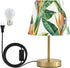 Dimmable ALAZA Table Lamp for Bedroom Nightstand Tropical Palm Leaf Flower Bedside Lamp with USB Port Fabric Shade Desk