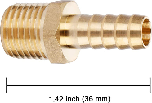 U.S. Solid Brass Hose Fitting Adapter, 3/8" Barb x 1/4" NPT Male Pipe Fittings