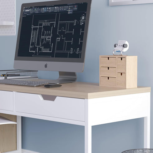 brightmaison BGT Capri Desk Organizer - Small Wooden Box for Office Supplies, Sewing Kit & Jewelry Box, Unfinished Wood