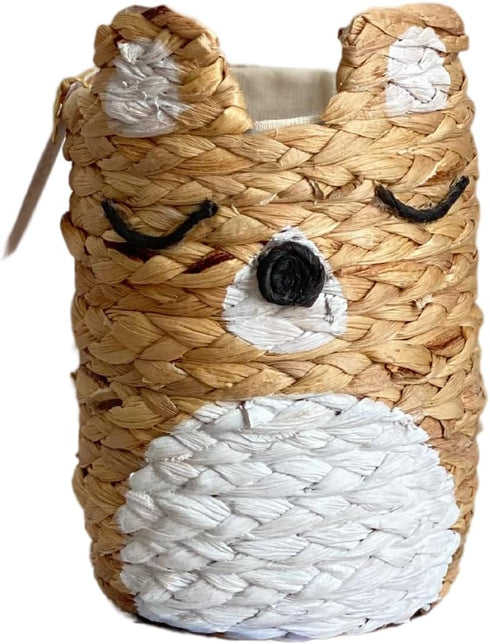 VIETBAS Holder-set 4 Cute Animal Woven Basket Organizer - Decorative Corgi Makeup Brush