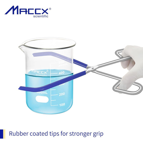 Laboratory Cup Beaker Clip Pliers Tool, Blue Rubber Coated Ends Beaker Tongs for 50mL - 2000mL Capacity