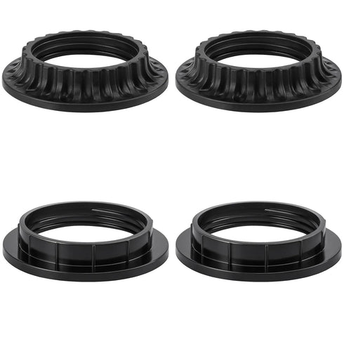 DiCUNO E26 Lamp Shade Rings, Black Threaded Reducer Light Socket Collar Ring 1-3/8 Inches (34mm) and 1-1/2 Inch (39mm)
