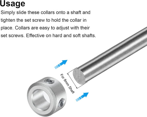 uxcell Set Screw Shaft Collar for 8mm Shaft, 4pcs Clamping Collars, Aluminum Alloy with M4 Set Screws & Wrench
